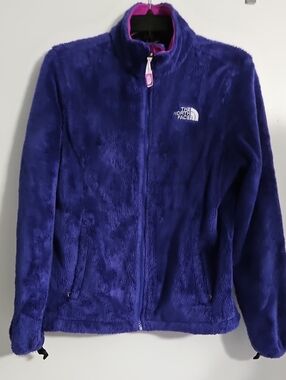 The North Face Plush Full-Zip Jacket - Deep Purple with Pink Trim